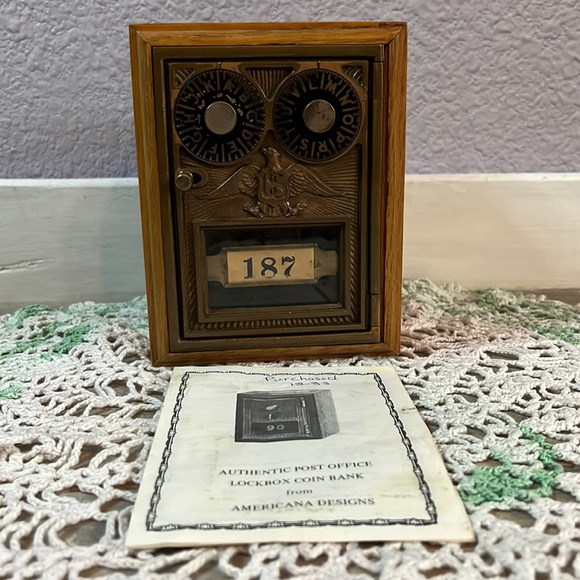 Americana Designs Other - Antique Post Office Door Mail Box Coin Bank Dual Dial #187